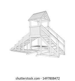 line art of playground. Coloring page - playground - illustration for the children