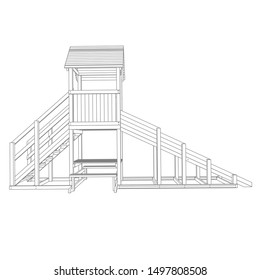 line art of playground. Coloring page - playground - illustration for the children
