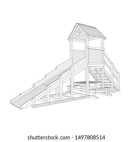 line art of playground. Coloring page - playground - illustration for the children