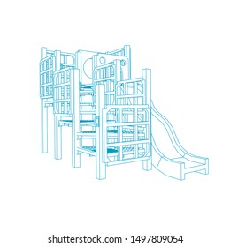 line art of playground. Coloring page - playground - illustration for the children