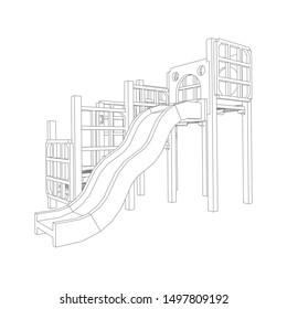 line art of playground. Coloring page - playground - illustration for the children