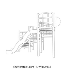 line art of playground. Coloring page - playground - illustration for the children