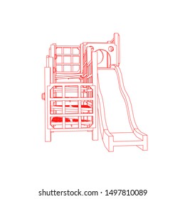line art of playground. Coloring page - playground - illustration for the children