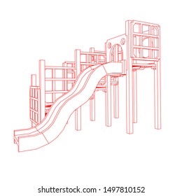 line art of playground. Coloring page - playground - illustration for the children
