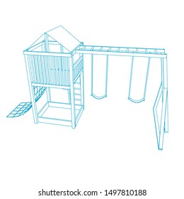 line art of playground. Coloring page - playground - illustration for the children