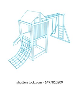 line art of playground. Coloring page - playground - illustration for the children