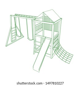 line art of playground. Coloring page - playground - illustration for the children