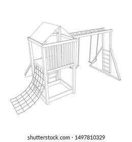 line art of playground. Coloring page - playground - illustration for the children