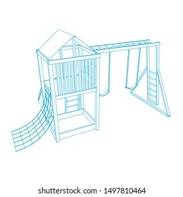 line art of playground. Coloring page - playground - illustration for the children