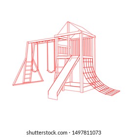 line art of playground. Coloring page - playground - illustration for the children