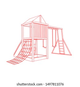 line art of playground. Coloring page - playground - illustration for the children