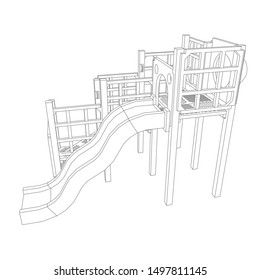 line art of playground. Coloring page - playground - illustration for the children