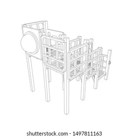 line art of playground. Coloring page - playground - illustration for the children