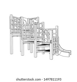 line art of playground. Coloring page - playground - illustration for the children