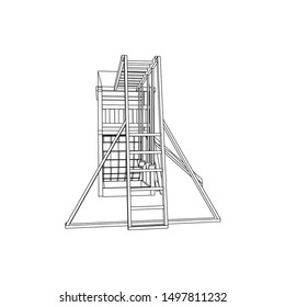 line art of playground. Coloring page - playground - illustration for the children