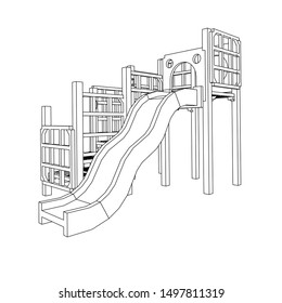 line art of playground. Coloring page - playground - illustration for the children