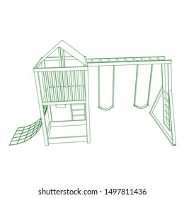 line art of playground. Coloring page - playground - illustration for the children