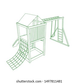 line art of playground. Coloring page - playground - illustration for the children