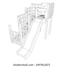 line art of playground. Coloring page - playground - illustration for the children