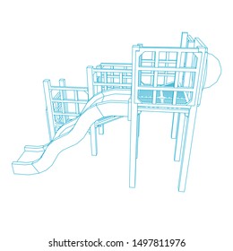 line art of playground. Coloring page - playground - illustration for the children