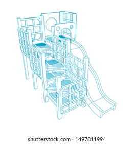 line art of playground. Coloring page - playground - illustration for the children