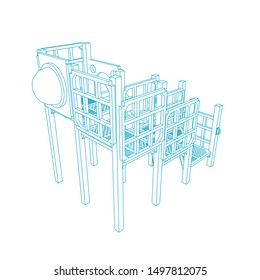line art of playground. Coloring page - playground - illustration for the children