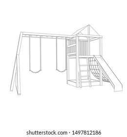 line art of playground. Coloring page - playground - illustration for the children