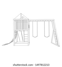 line art of playground. Coloring page - playground - illustration for the children