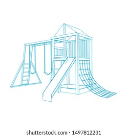 line art of playground. Coloring page - playground - illustration for the children