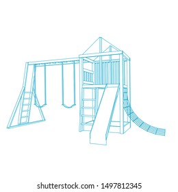 line art of playground. Coloring page - playground - illustration for the children