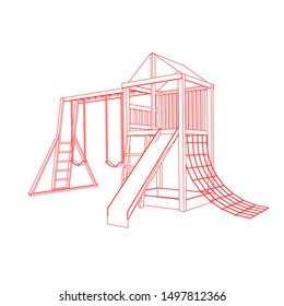 line art of playground. Coloring page - playground - illustration for the children