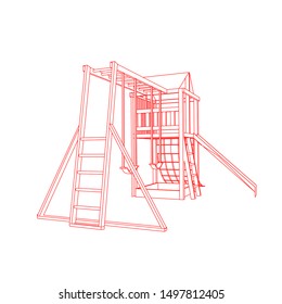 line art of playground. Coloring page - playground - illustration for the children