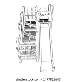 line art of playground. Coloring page - playground - illustration for the children