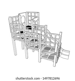 line art of playground. Coloring page - playground - illustration for the children