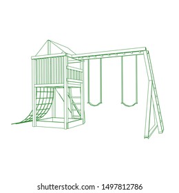 line art of playground. Coloring page - playground - illustration for the children