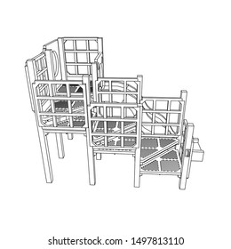 line art of playground. Coloring page - playground - illustration for the children