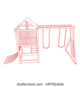 line art of playground. Coloring page - playground - illustration for the children