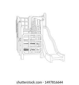 line art of playground. Coloring page - playground - illustration for the children