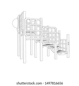 line art of playground. Coloring page - playground - illustration for the children
