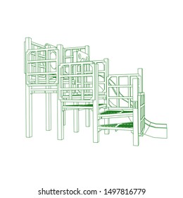 line art of playground. Coloring page - playground - illustration for the children