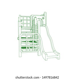 line art of playground. Coloring page - playground - illustration for the children