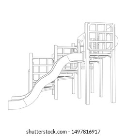 line art of playground. Coloring page - playground - illustration for the children