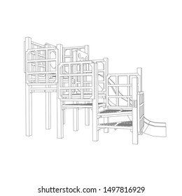 line art of playground. Coloring page - playground - illustration for the children