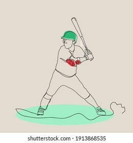 line art and playing baseball