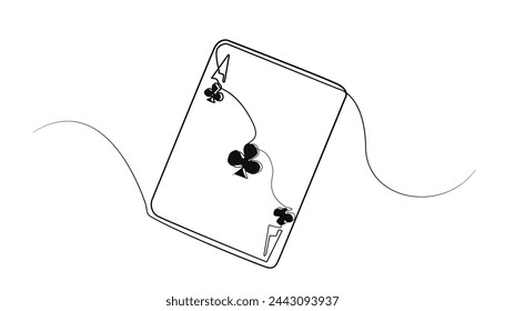 line art of playing cards.ace card single line vector.ace card icon drawn in one line