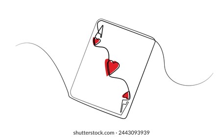 line art of playing cards.ace card single line vector.ace card icon drawn in one line