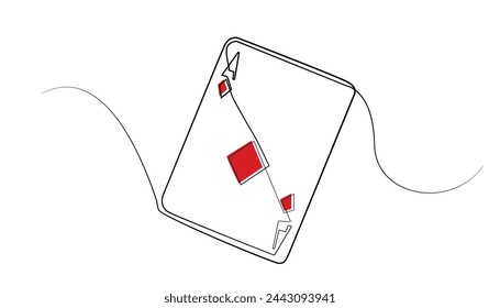 line art of playing cards.ace card single line vector.ace card icon drawn in one line