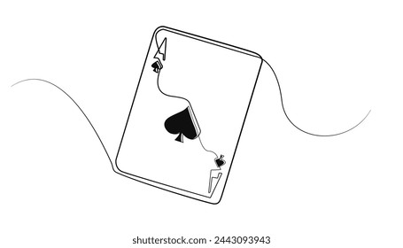 line art of playing cards.ace card single line vector.ace card icon drawn in one line