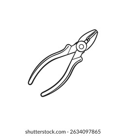 Line art pliers on White Background for tool concept