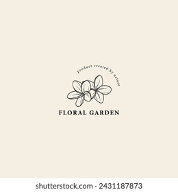 Line art plumeria flower logo